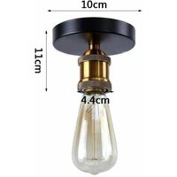 iDEGU Luminaire Plafonnier Industriel avec E27 Douilles de Lampe en Métal, Style Edison, Laiton Antique