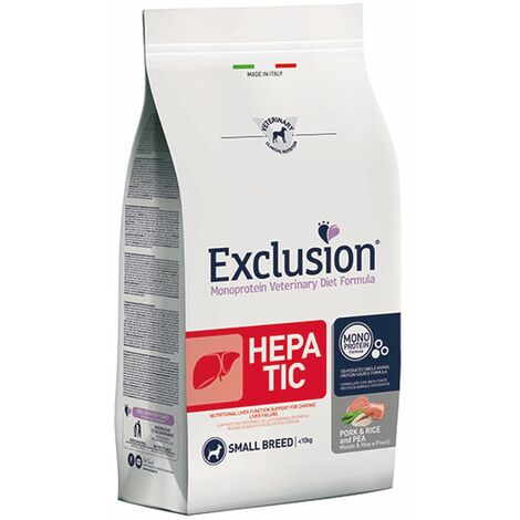 Exclusion Cane Hepatic Small Breed 2kg Maiale Riso e Piselli