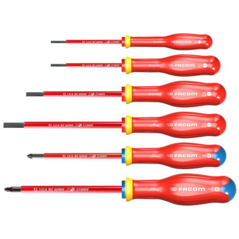 Set di 6 cacciaviti a stella isolati FACOM 1000V - ATDVE.J6PB