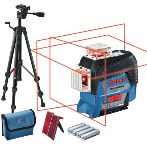 Bosch Accessori - Laser a linea, portata 120 m, con treppiede e accessori 0601063R01