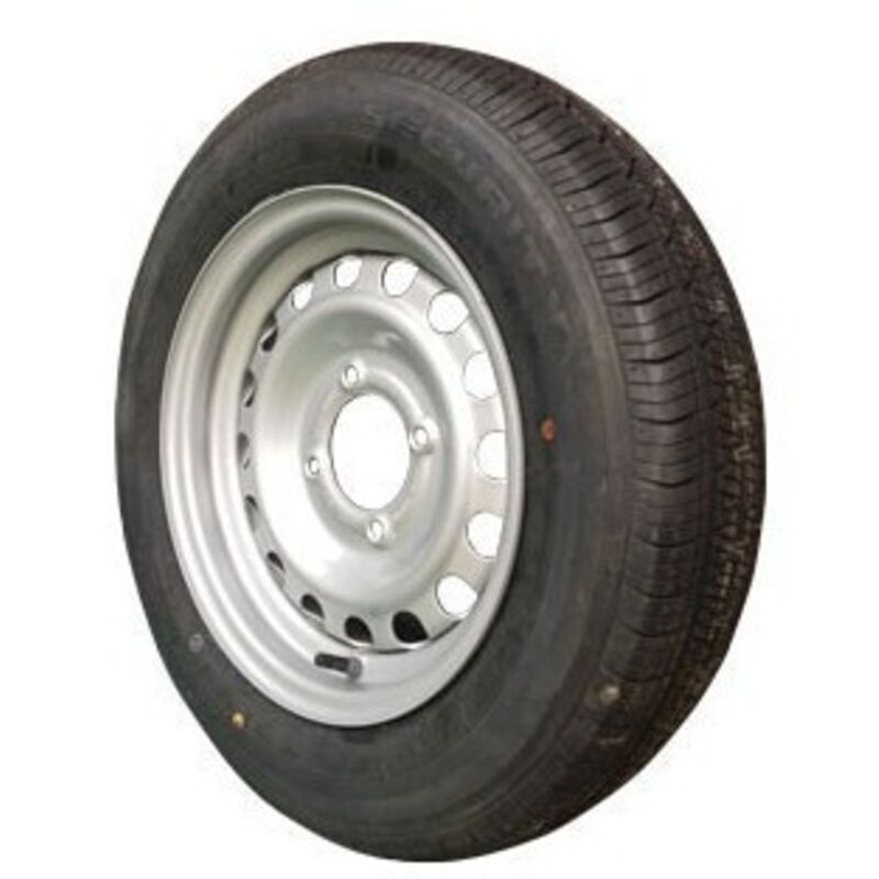 Roue Complète Remorque 165/80 R13 - 4 Trous Entraxe 130 Mm - Déport 0 - Pneu Et Jante Gris