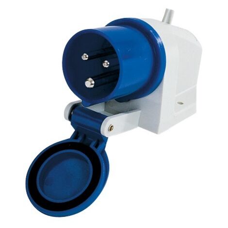 Maxter – Socle mâle P17 2 phases + terre avec couvercle étanche – Trou de fixation pour installation rapide – Prise de courant complète