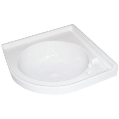 Vasque blanche d'angle 420x420x118mm pour caravane et camping-car