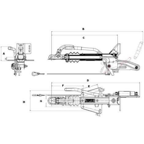 Tête d'attelage freinée KNOTT KF20 avec fixation en V PTC 1100Kg à 2000Kg