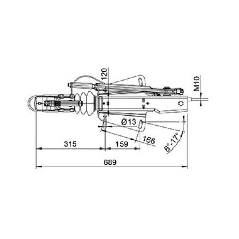 Tête d’attelage freinée AL-KO 161S – Fixation en V, PTC 950 à 1600 kg