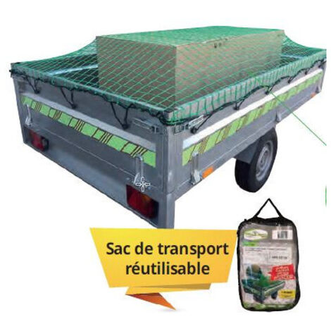 Trigano – Filet bâche remorque 250 x 160 cm – Maillage 55 x 55 mm – Résistant aux UV et intempéries – Fixation stable pour chargements divers (1/3)