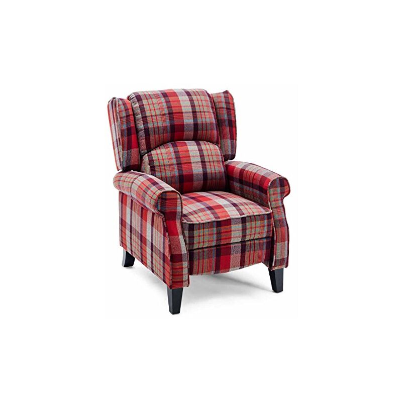 eaton wing back fireside check fabric recliner armchair