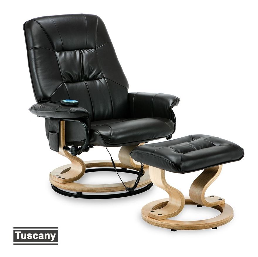 Black Swivel Recliner Massage Chair, Black Leather Glider Recliner Chair