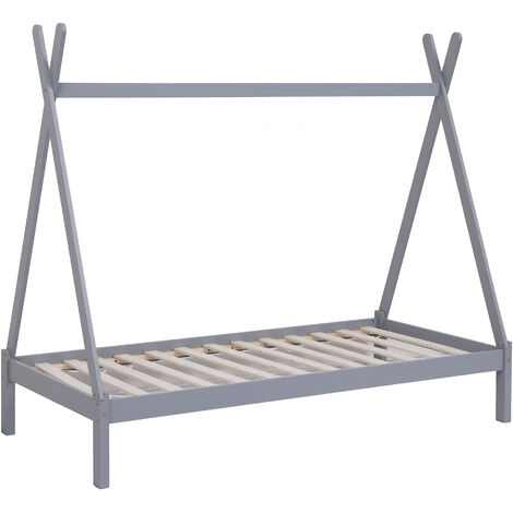 HARRY KIDS WOODEN TEEPEE TENT SINGLE BED FRAME Grey