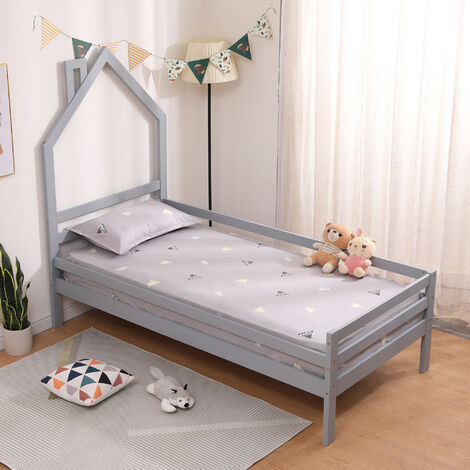 THEO KIDS WOODEN HOUSE SINGLE BED FRAME Grey