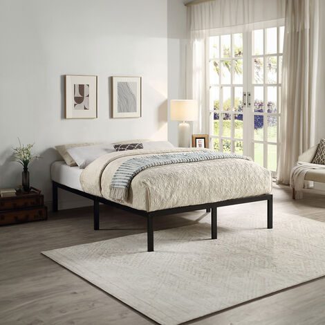 HERTFORD MODERN LOW PLATFORM BLACK METAL BED FRAME - KING SIZE