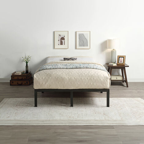 HERTFORD MODERN LOW PLATFORM BLACK METAL BED FRAME - KING SIZE