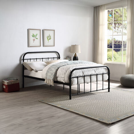 TEWIN TRADITIONAL HOSPITAL STYLE BLACK METAL BED FRAME - KING SIZE (1/5)
