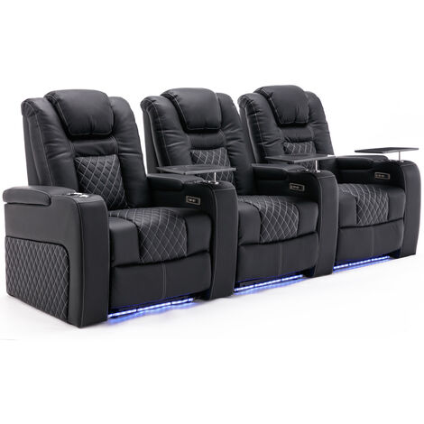 BROADWAY CINEMA SOFA 3 SEATER BLACK / WHITE WITH TRAY (1/5)