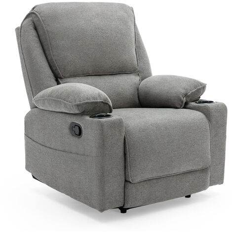 SYDNEY FABRIC MANUAL RECLINER CHAIR 1 SEATER GREY