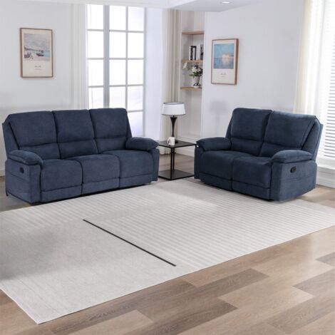 SYDNEY 2+3 SEATER FABRIC MANUAL RECLINER SOFA SET BLUE