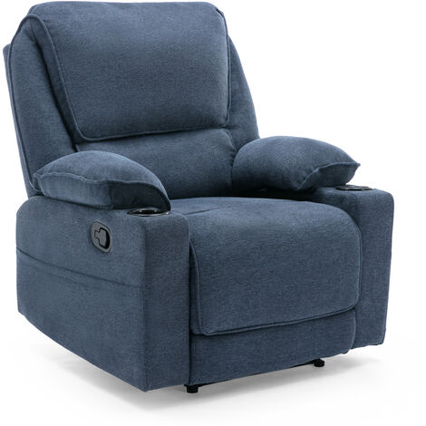 SYDNEY FABRIC MANUAL RECLINER CHAIR 1 SEATER BLUE