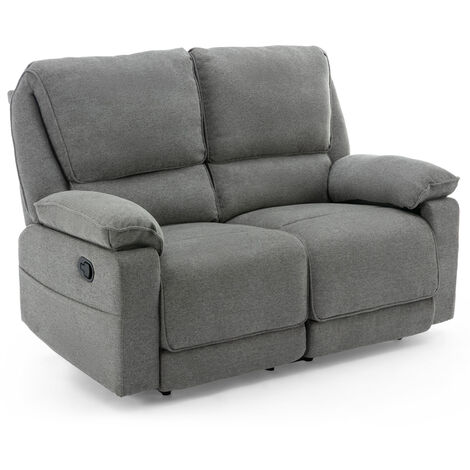 SYDNEY FABRIC MANUAL RECLINER CHAIR 2 SEATER GREY