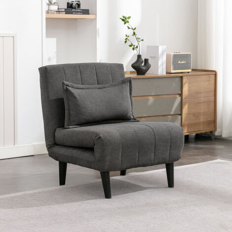 HARPER FOLDING CLIC CLAC FABRIC LIVING ROOM LOUNGE SOFA BED 1 SEATER CHARCOAL
