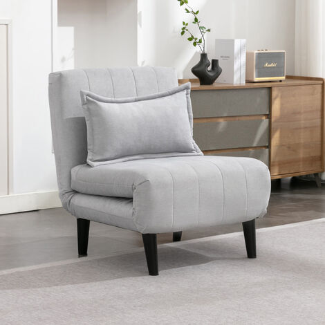 HARPER FOLDING CLIC CLAC FABRIC LIVING ROOM LOUNGE SOFA BED 1 SEATER GREY