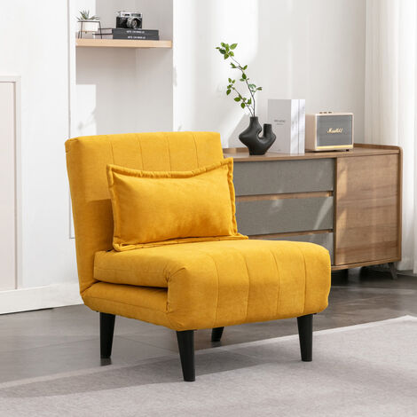 HARPER FOLDING CLIC CLAC FABRIC LIVING ROOM LOUNGE SOFA BED 1 SEATER MUSTARD (1/5)