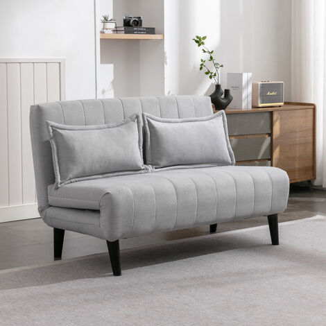 HARPER FOLDING CLIC CLAC FABRIC LIVING ROOM LOUNGE SOFA BED 2 SEATER GREY
