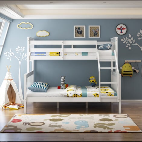 NOAH WHITE WOODEN TRIPLE SLEEPER BUNK BED – SINGLE & DOUBLE