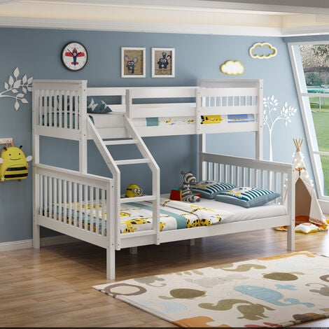 NOAH WHITE WOODEN TRIPLE SLEEPER BUNK BED – SINGLE & DOUBLE