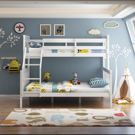 NOAH WHITE WOODEN TRIPLE SLEEPER BUNK BED – SINGLE & DOUBLE