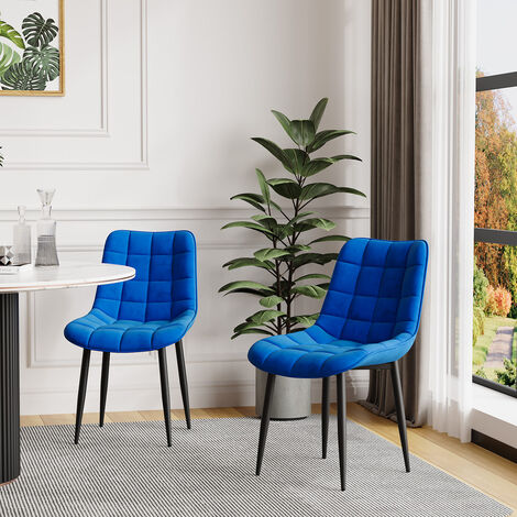 NOVA MODERN VELVET DINING CHAIR PADDED SEAT METAL LEG KITCHEN 6 PCS (Blue) (1/5)