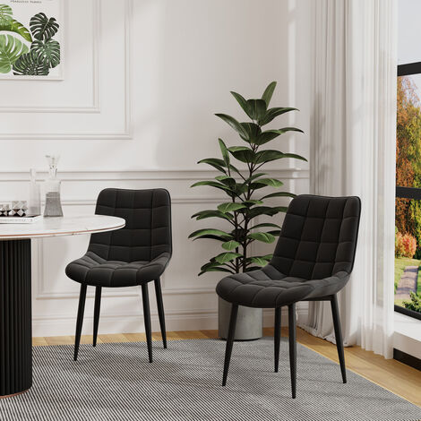 NOVA MODERN VELVET DINING CHAIR PADDED SEAT METAL LEG KITCHEN 6 PCS (Black) (1/5)