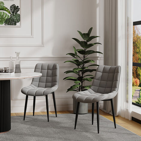 NOVA MODERN VELVET DINING CHAIR PADDED SEAT METAL LEG KITCHEN 4 PCS (Grey) (1/5)