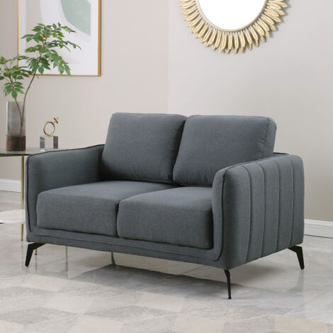 OSLO MODERN SCANDI STYLE FABRIC LIVING ROOM 2 SEATER SOFA DARK GREY