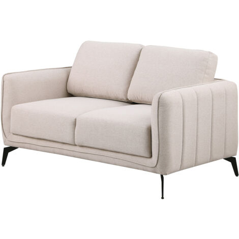 OSLO MODERN SCANDI STYLE FABRIC LIVING ROOM 2 SEATER SOFA BEIGE