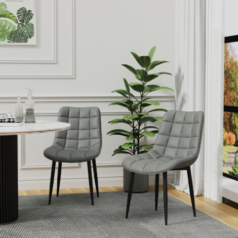 Nova Modern Faux Leather Dining Chair Padded Seat Metal Legs Kitchen 8 PCS GREY (1/5)