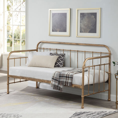Ickleford Industrial Living Room Bedroom Metal Day Bed Frame (1/5)