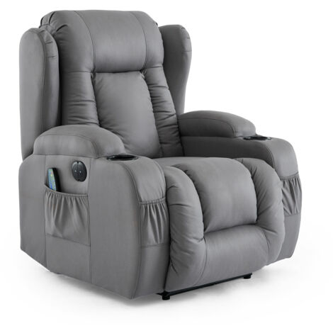 CAESAR GREY TECHNOLOGY FABRIC ELECTRIC RECLINER HEAT & MASSAGE CHAIR