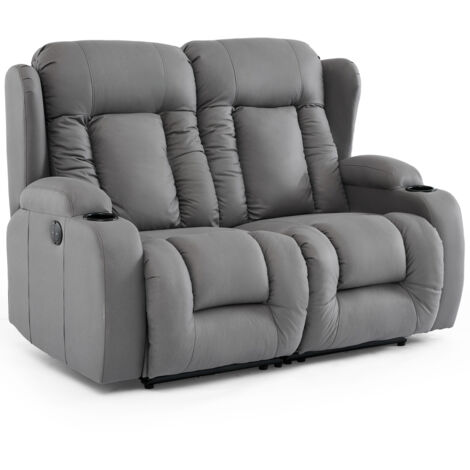 CAESAR 2 SEATER GREY TECHNOLOGY FABRIC MODERN ELECTRIC RECLINER SOFA
