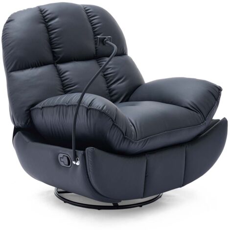 Chicago Swivel & Rocker Manual Recliner Chair Black