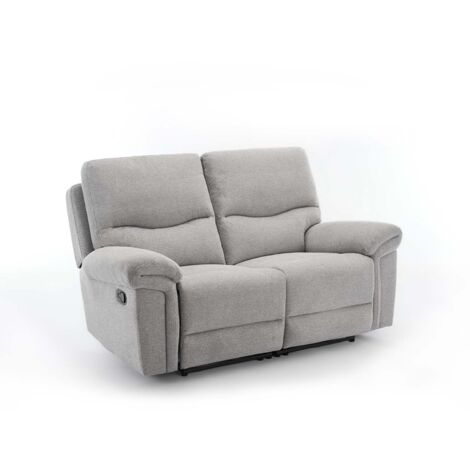FOSSE 2 SEATER FABRIC MANUAL RECLINER SOFA LIGHT GREY