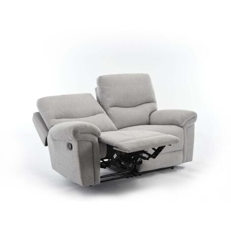 FOSSE 2 SEATER FABRIC MANUAL RECLINER SOFA LIGHT GREY