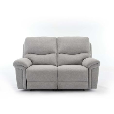 FOSSE 2 SEATER FABRIC MANUAL RECLINER SOFA LIGHT GREY