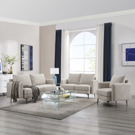 SOFIA MODERN SCANDI STYLE FABRIC LIVING ROOM 1+2+3 SEATER SOFA SET (1/5)