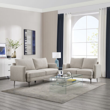 SOFIA MODERN SCANDI STYLE FABRIC LIVING ROOM 2+3 SEATER SOFA SET (1/5)