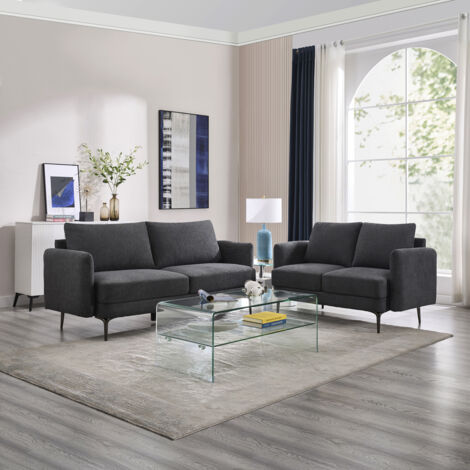 SOFIA MODERN SCANDI STYLE FABRIC LIVING ROOM 2+3 SEATER SOFA SET (1/5)
