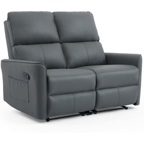 MADRID 1+2 SEATER MANUAL RECLINER AIR LEATHER SOFA SET GREY