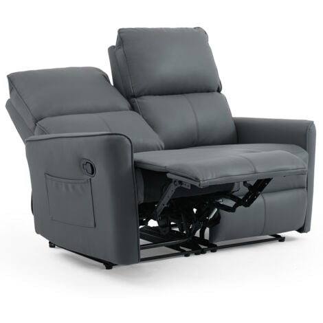 MADRID 1+2 SEATER MANUAL RECLINER AIR LEATHER SOFA SET GREY