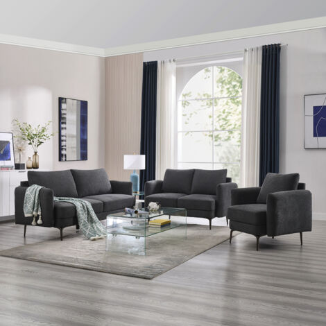 SOFIA MODERN SCANDI STYLE FABRIC LIVING ROOM 1+2+3 SEATER SOFA SET (1/5)