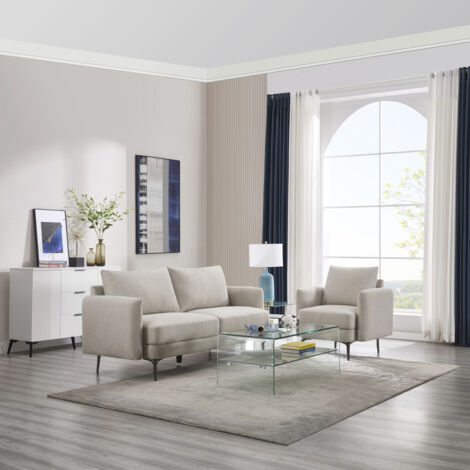SOFIA MODERN SCANDI STYLE FABRIC LIVING ROOM 1+3 SEATER SOFA SET (1/5)
