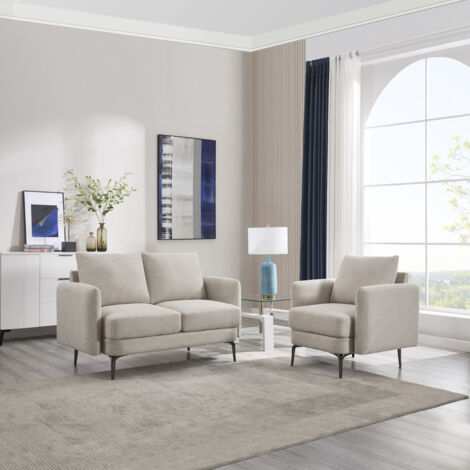 SOFIA MODERN SCANDI STYLE FABRIC LIVING ROOM 1+2 SEATER SOFA SET (1/5)